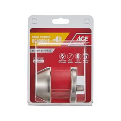 Ace Brushed Chrome Metal Single Cylinder Deadbolt