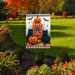 Briarwood Lane Black Cat Pumpkin Garden Flag 18 in. H X 13  L