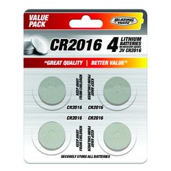 Blazing Voltz Lithium CR2016 3 V Electronics Battery 4 pk