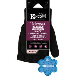 Kinco Alyeska One Size Fits All Wool Fingerless Black Half Finger Glove