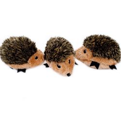 ZippyPaws Miniz For Dog Brown Plush Hedgehogs Dog Toy 3 pk