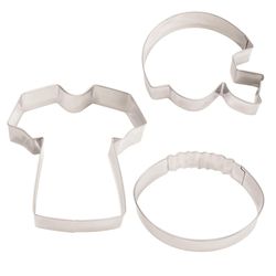 R&M International Corp Football Cookie Cutter Set Silver 3 pc