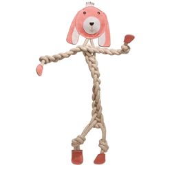 HuggleHounds Knottie For Dog Multicolored Jute Bitsy Bunny Rope Squeaky Dog Toy Large 1 pk