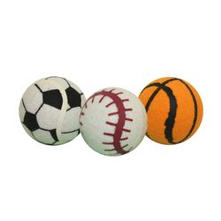 Multipet Ruff Enuff For Dog Assorted Plush Sports Tennis Balls Dog Toy Small
