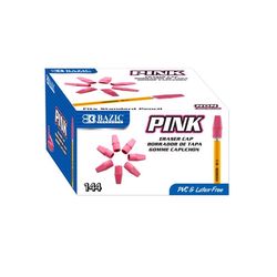 Bazic Products Pink Pencil Eraser Caps 144 pk