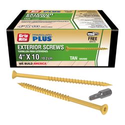 Grip-Rite PrimeGuard Plus No. 10 wire X 4 in. L Tan Star Bugle Head Exterior Deck Screws 1 lb 53 pk