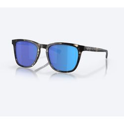 Costa Sullivan Sunglasses Men's Shiny Black Frame Kelp Blue Lens Polarized
