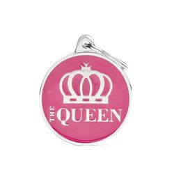 MyFamily Charms Pink The Queen Metal Dog Pet Tags Large