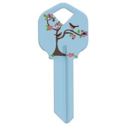 HILLMAN DIVA Tree & Birds House/Office Universal Key Blank Single Blue