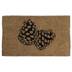 Entryways 18 in. W X 30 in. L Natural Pair of Pine Cones Coir Door Mat
