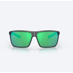 Costa Rincon II Sunglasses Men's Matte Smoke Frame Green Mirror Lens Polarized Blue Light Blocking