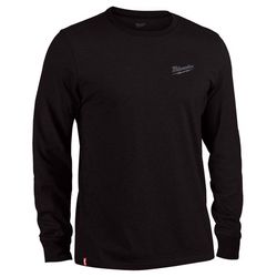 Milwaukee Freeflex XL Long Sleeve Men's Crew Neck Black Hybrid Work Tee Shirt