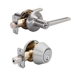 Ace Flat Lever Satin Nickel Entry Lever and Deadbolt Set KW1 1-3/4 in.