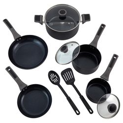 Imusa Mirro Ceramic Coated Aluminum Cookware Set Black
