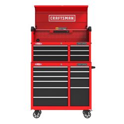 CRAFTSMAN S2000 Series 41-Inch 10-Drawer Steel Rolling Tool Cabinet with 41-Inch 6-Drawer Tool Chest