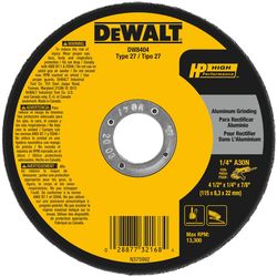 DeWalt 4-1/2 in. D X 7/8 in. X 0.250 in. thick Aluminum Oxide Cutting/Grinding Wheel