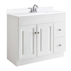 Design House Single Semi-Gloss White Base Cabinet 36 in. W X 21 in. D X 31.5 in. H