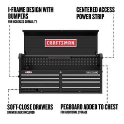 CRAFTSMAN S2000 52 in. 8 drawer Steel Tool Chest 24.7 in. H X 16 in. D