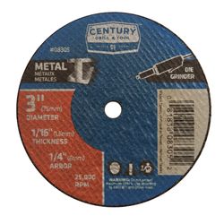Century Drill & Tool 3 in. D X 1/4 in. X 1/16 in. thick Aluminum Oxide A36T Cutting/Grinding Wheel 1