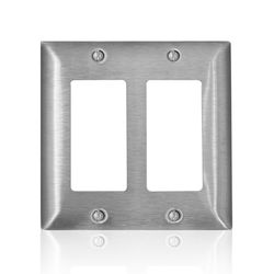 Leviton C-Series Stainless Steel 2 gang Metal Decorator Wall Plate 1 pk