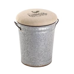 Zingz & Thingz Silver/Beige Farmhouse Stool Chair