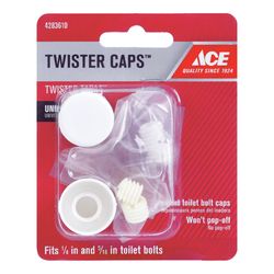 Ace Toilet Bolt Caps White Plastic For Universal