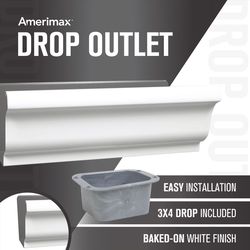 Amerimax 4.25 in. H X 5.5 in. W X 10.5 in. L White Aluminum K End w/Drop