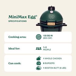 Big Green Egg 13 in. MiniMax EGG Package with Folding Nest Charcoal Kamado Grill and Smoker Green