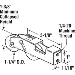 Prime-Line 1-1/4 in. D X 5-7/8 in. L Steel Roller Assembly 1 pk