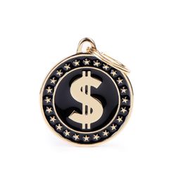 MyFamily Charms Black Dollar Metal Dog Pet Tags Medium