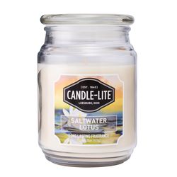 Candle Lite Everyday White Saltwater Lotus Scent Candle Jar 18 oz