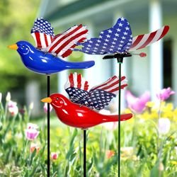 Exhart WindyWings Multicolored Plastic 16 in. H X 6 in. L X 4 in. W Patriotic Planter Stake