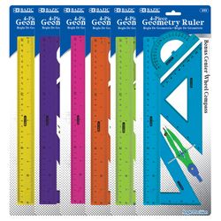 Bazic Products 14.72 in. L X 0.59 in. W Plastic Geometry Ruler Set Metric and SAE