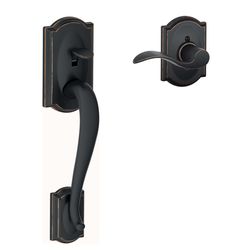 Schlage Camelot Aged Bronze Handleset