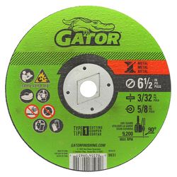 Gator 6-1/2 in. D X 5/8 in. X 3/32 in. thick Aluminum Oxide Type 1 Metal Cutting Wheel 1 pc