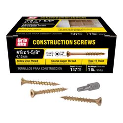 Grip-Rite 1-5/8 in. L Star Yellow Zinc Coarse Wood Screws 146 pk