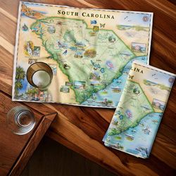Xplorer Maps Multicolored Cotton South Carolina Dish Towel