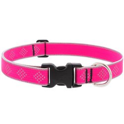Lupine Pet Reflective Pink Diamond Nylon Dog Adjustable Collar