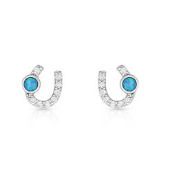Montana Silversmiths Women's Lightfoot Horseshoe Silver/Turquoise Earrings Water Resistant