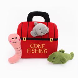 ZippyPaws Burrow For Dog Multicolored Plush Tackle Box Dog Toy 1 pk