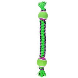 Boss Pet Pet Park Blvd For Dog Green Woven Paracord Rope with Tennis Ball Dog Toy 1 pk