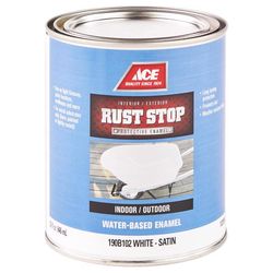 Ace Rust Stop Indoor and Outdoor Satin White Water-Based Enamel Rust Prevention Paint 1 qt