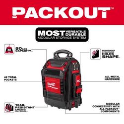 Milwaukee Packout Ballistic Polyester Structured Backpack 42 pocket Black/Red 1 pc