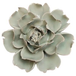 Chive English Garden 1.8 in. H X 3.7 in. L Glazed Green Ceramic Rose Wall Flower