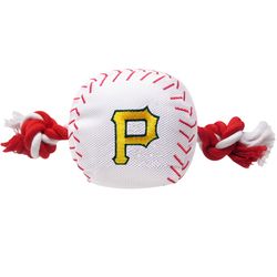 Pets First MLB For Dog Red/White Nylon Pittsburgh Pirates Baseball Tug Dog Toy 1 pk
