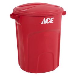 Ace 32 gal Red Plastic Trash Can Lid Included