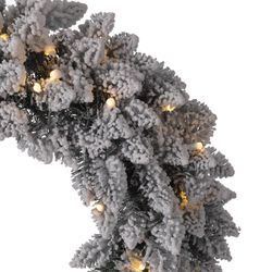 Glitzhome 24 in. D Incandescent Prelit Warm White Snow Flocked Wreath