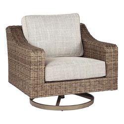 Signature Design by Ashley Beachcroft Brown Aluminum Frame Swivel Lounge Chair Beige