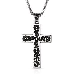Montana Silversmiths Men's Stainless Steel The Lamb Cross Necklace