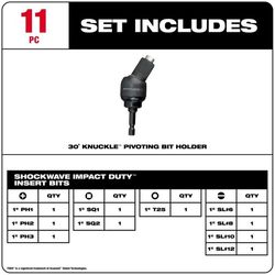 Milwaukee Shockwave Assorted Assorted X 1 in. L Elbow Screwdriver Bit Set Steel 11 pc